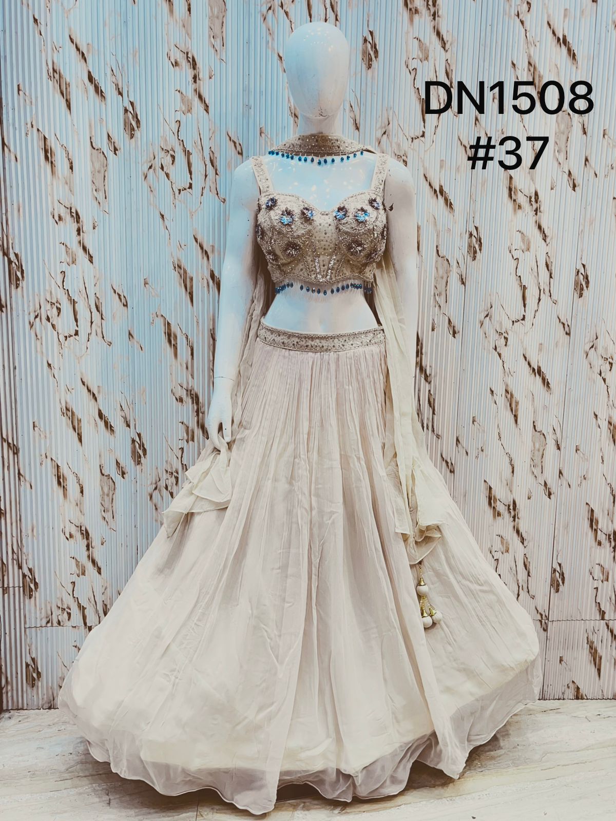 White Crop Top Lehenga