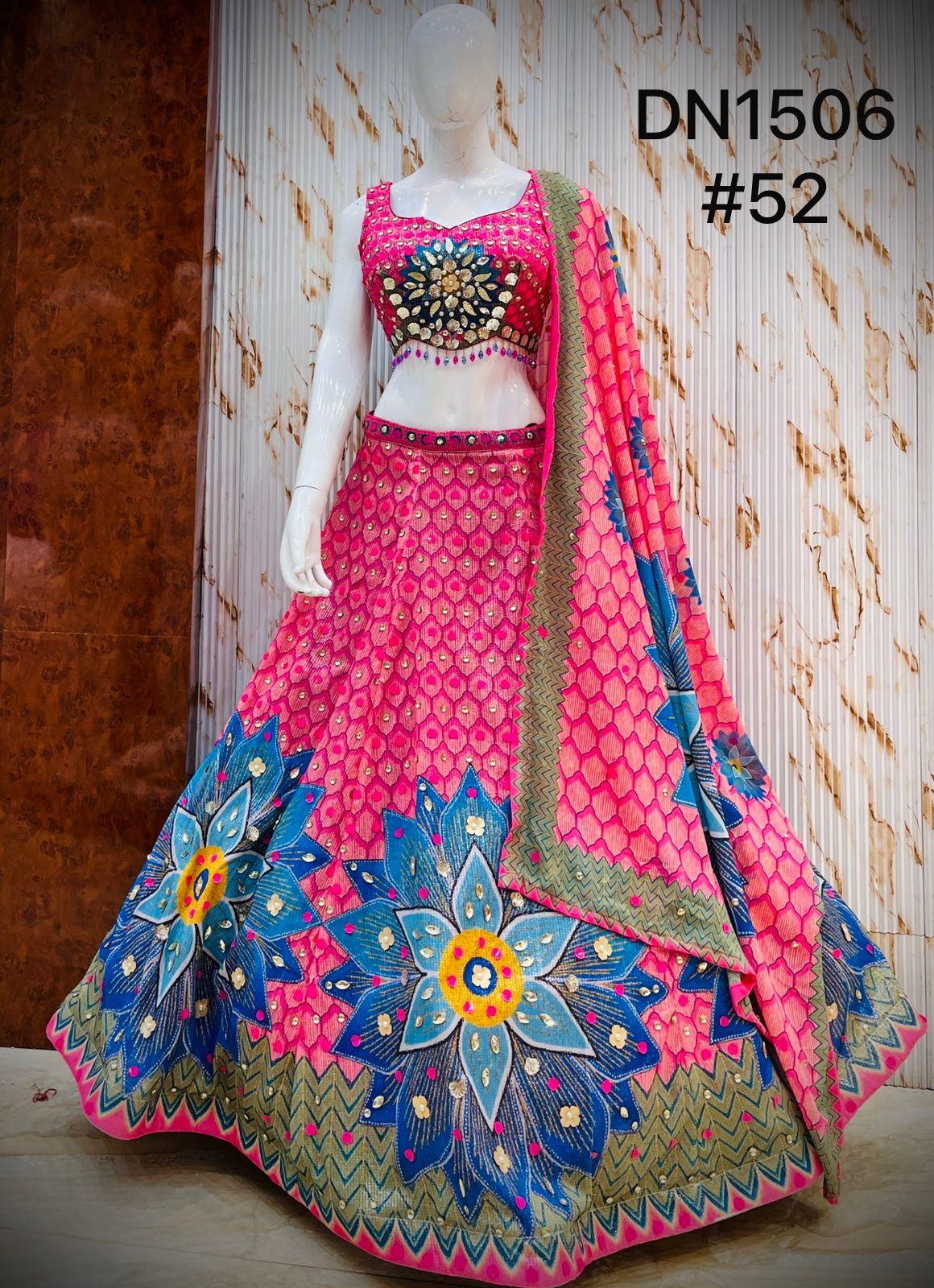 Hot Pink Crop Top Lehenga