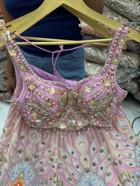 Baby pink pdp Crop Top Lehenga