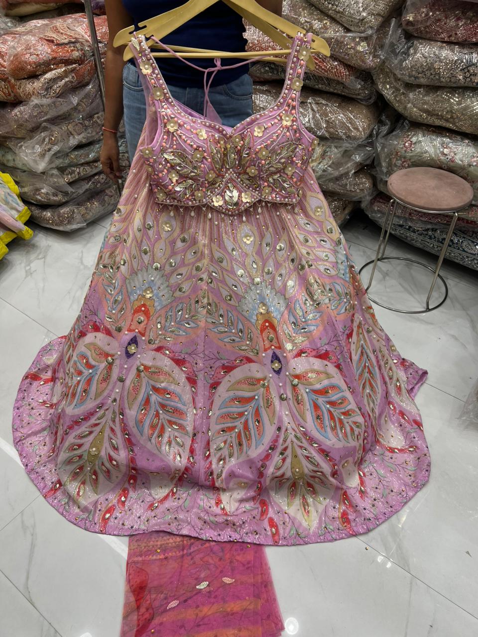 Baby pink pdp Crop Top Lehenga