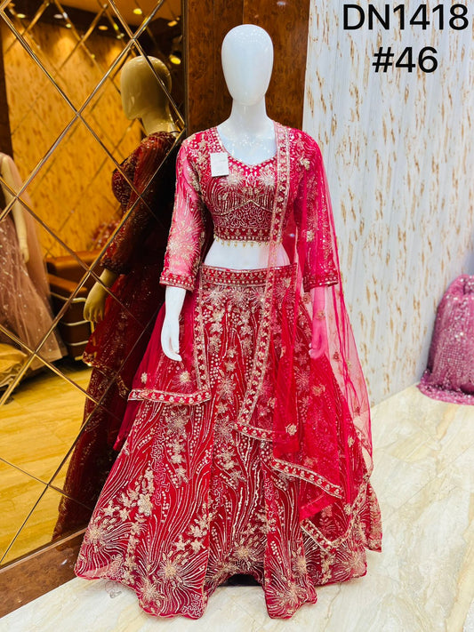 Hot Pink Crop Top Lehenga