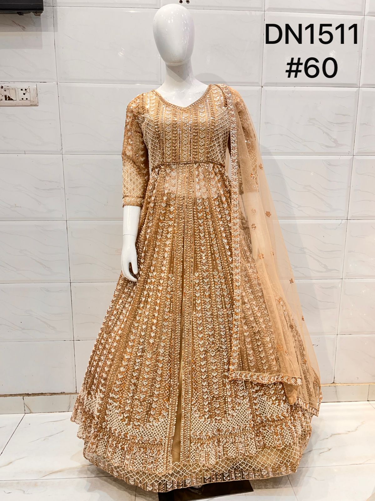 Golden Farshi Garara Long Peplum Dress Lehenga - Shopping World