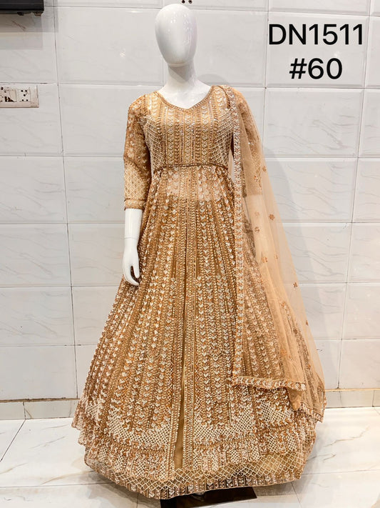 Golden Farshi Garara Long Peplum Dress Lehenga