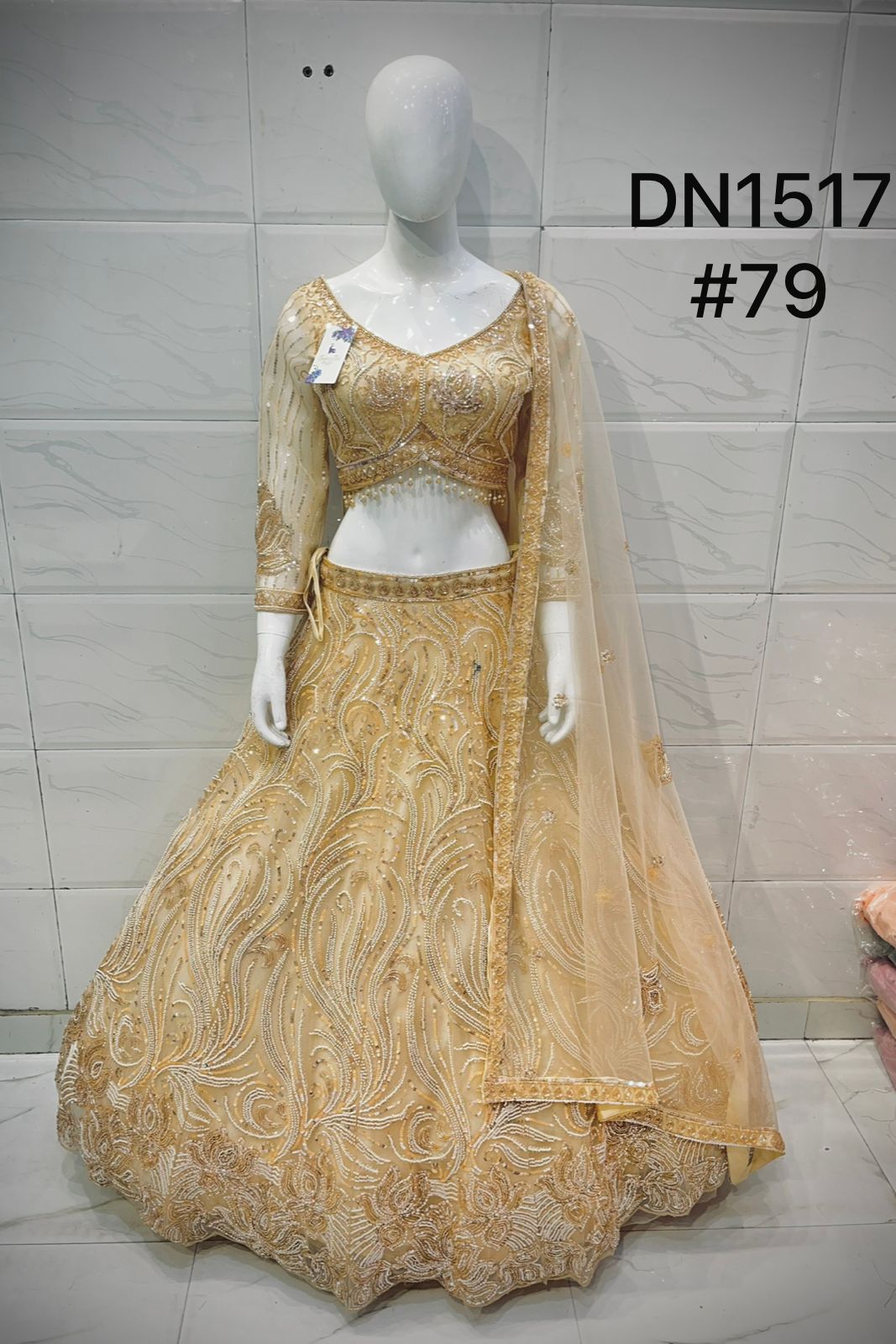 Golden Peacock Crop Top Lehenga