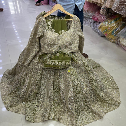 Mehendi green Crop Top Lehenga