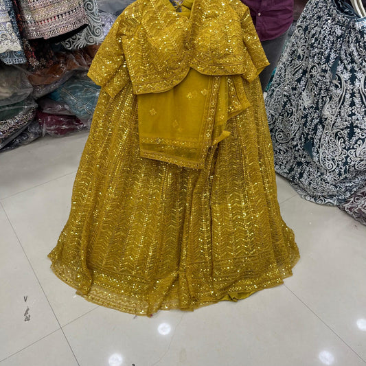 Golden Yellow Crop Top Lehenga