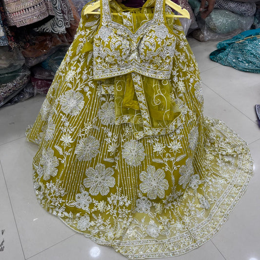Yellow Crop Top Lehenga