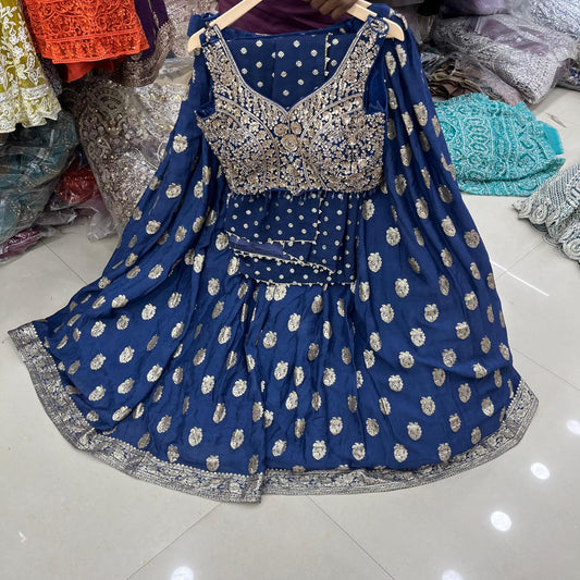 Blue Crop Top Lehenga