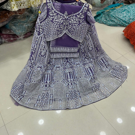 Lavender Crop Top Lehenga