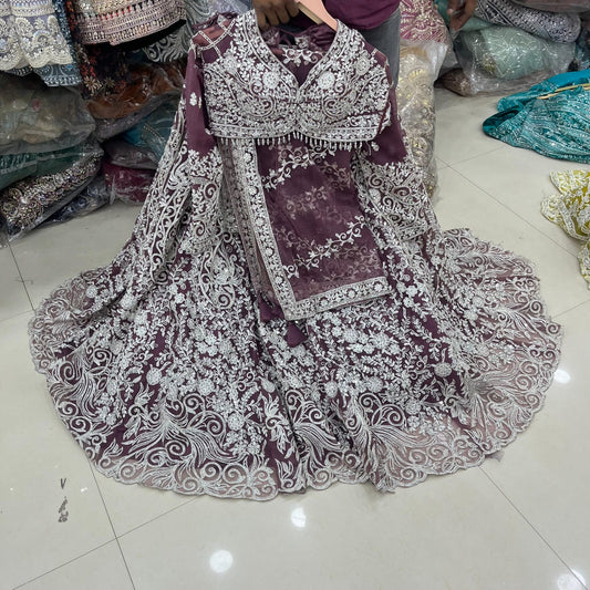 Maroon Crop Top Lehenga