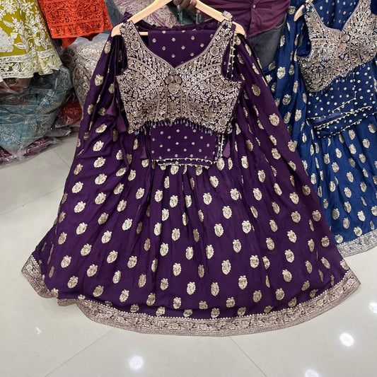 Purple Crop Top Lehenga