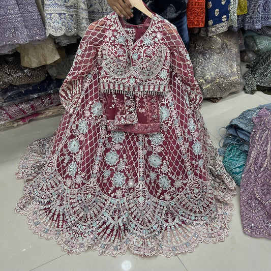 Pink Crop Top Lehenga