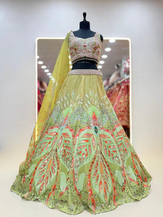 Green PDP Crop Top Lehenga