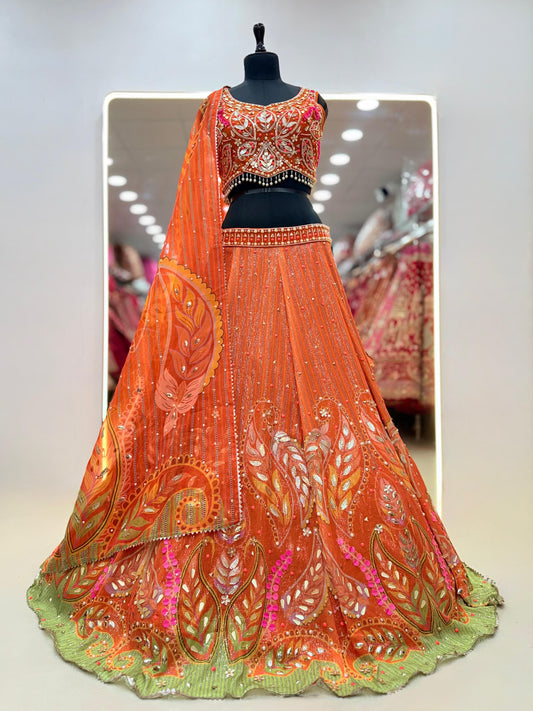 Rust orange PDP Crop Top Lehenga