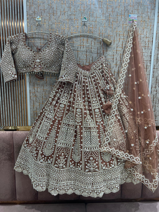 Rust Brown Crop Top Lehenga