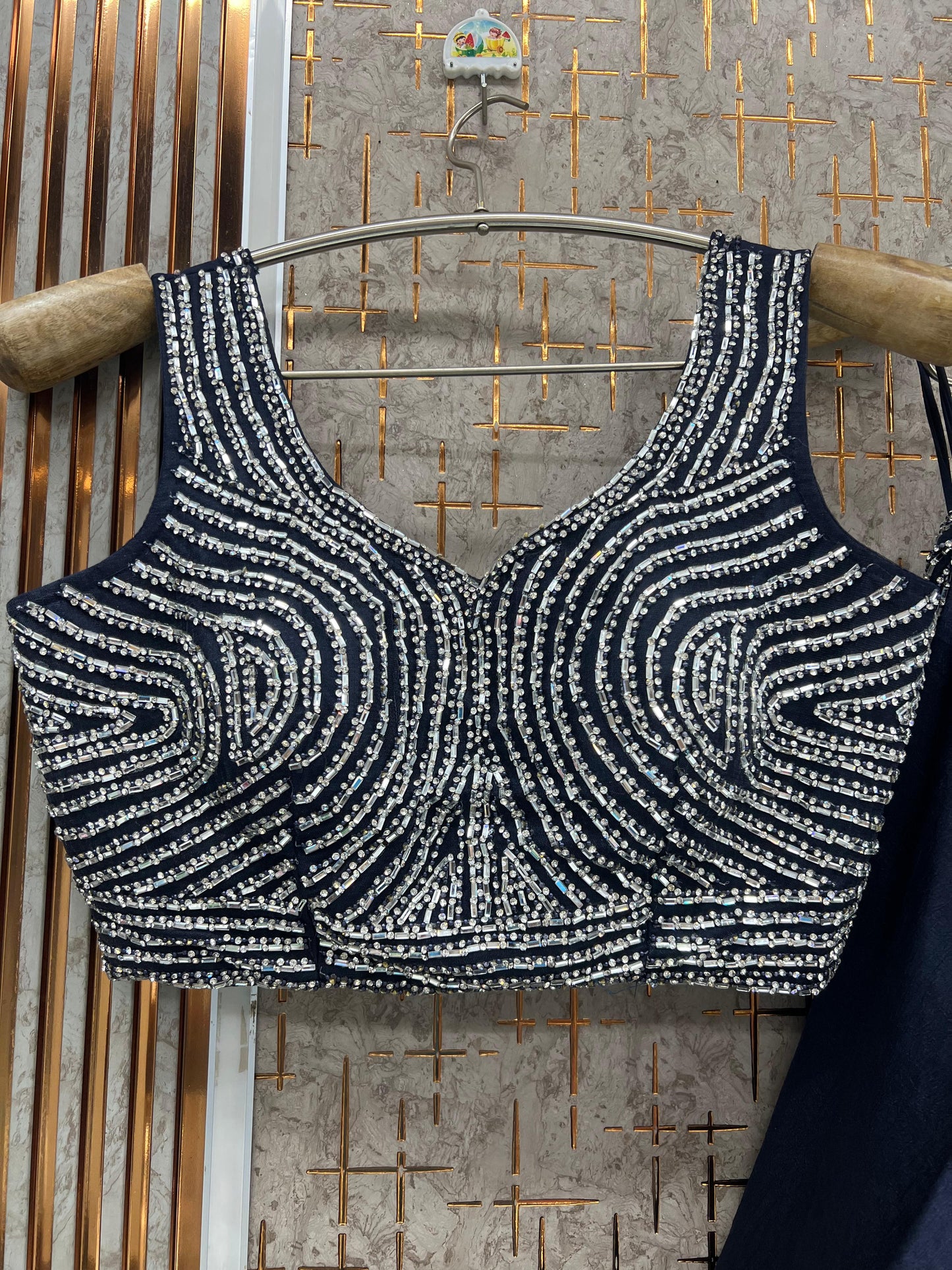 Dark Blue Crop Top Lehenga