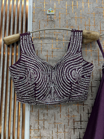 Dark Blue Crop Top Lehenga