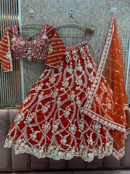 White Crop Top Lehenga