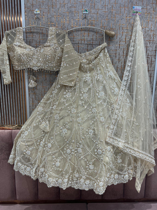 White Crop Top Lehenga