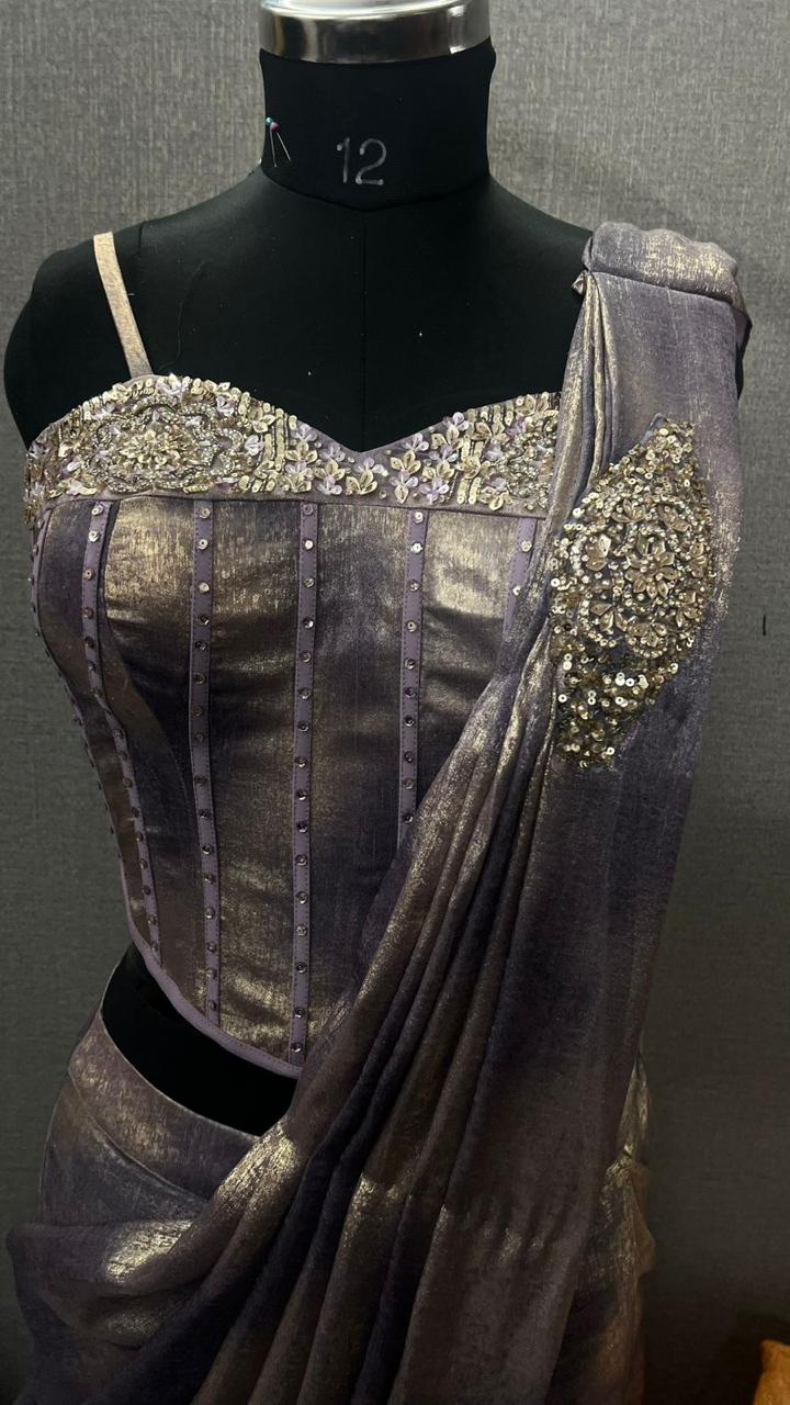 Grey Brown Saree