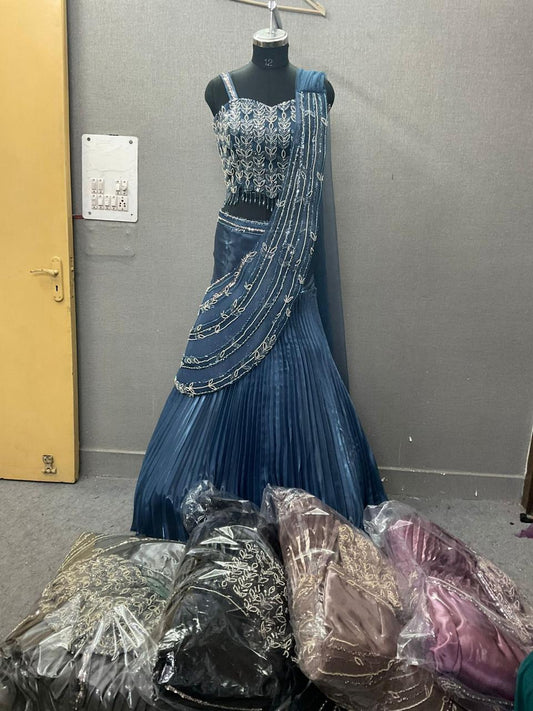 Blue Drape Saree