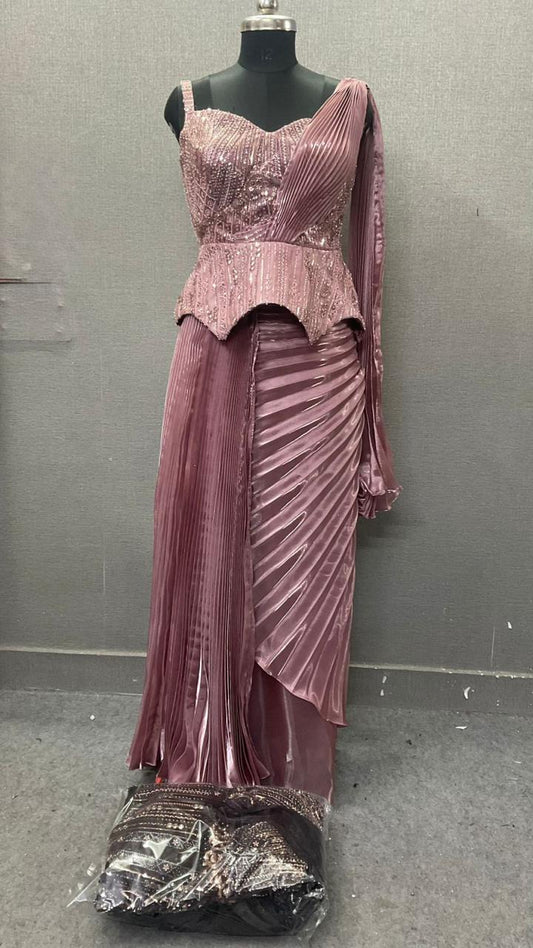 Pink Drape Saree