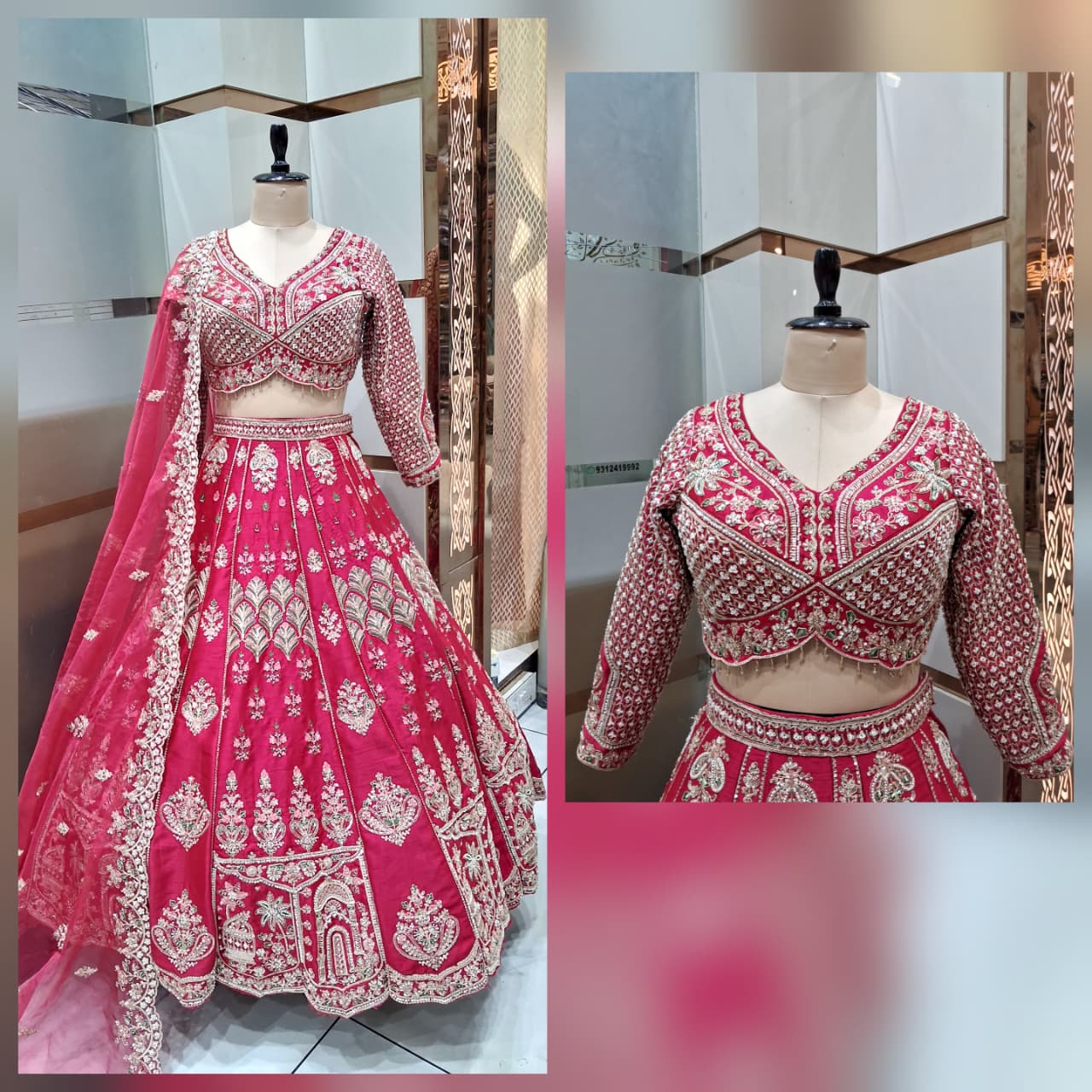 Rust Orange Crop Top Lehenga
