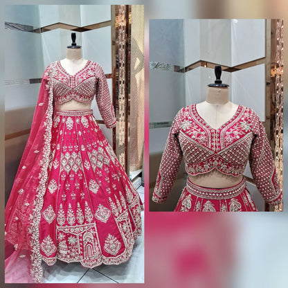 Rust Orange Crop Top Lehenga