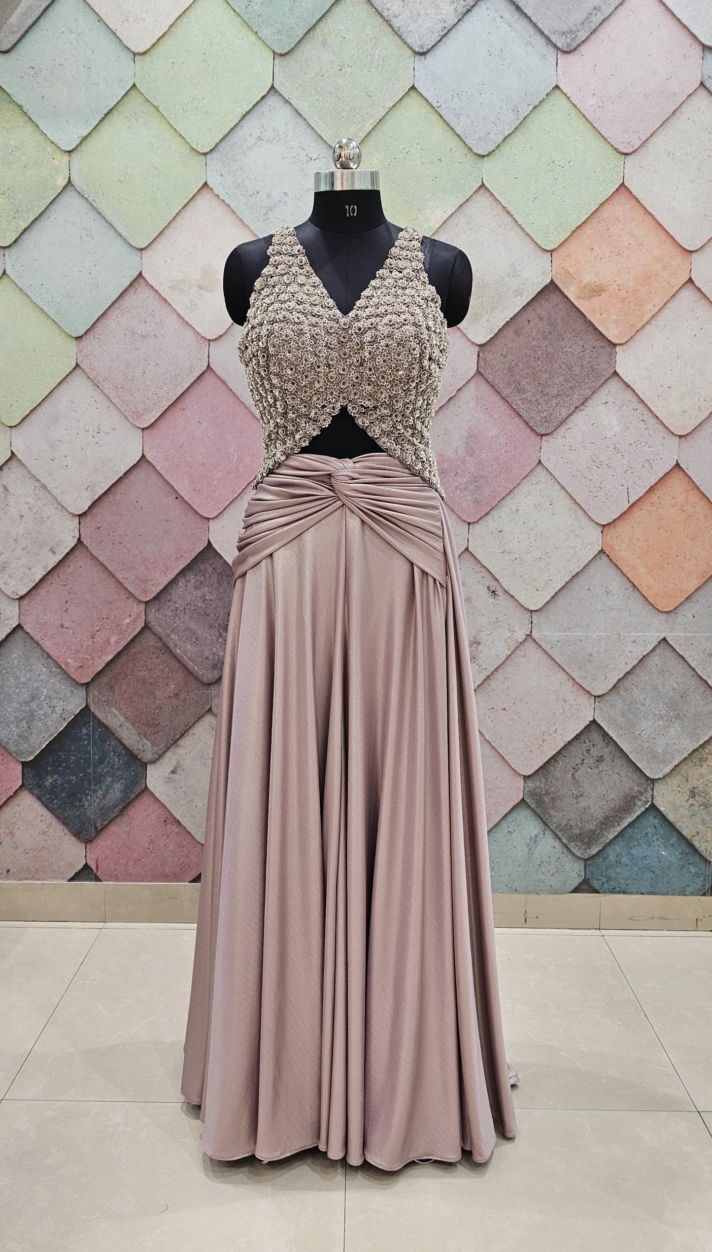Pink handwork Crop Top Lehenga