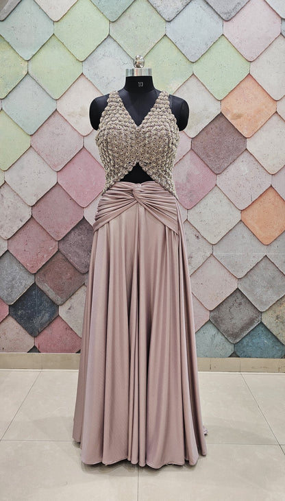 Pink handwork Crop Top Lehenga