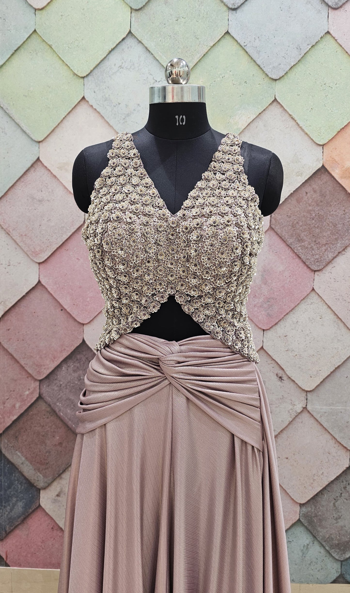 Pink handwork Crop Top Lehenga