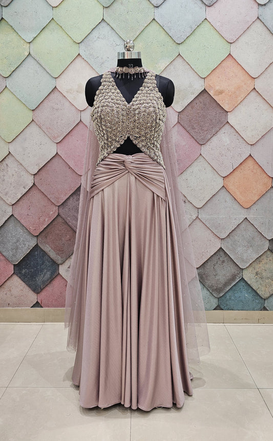 Pink handwork Crop Top Lehenga