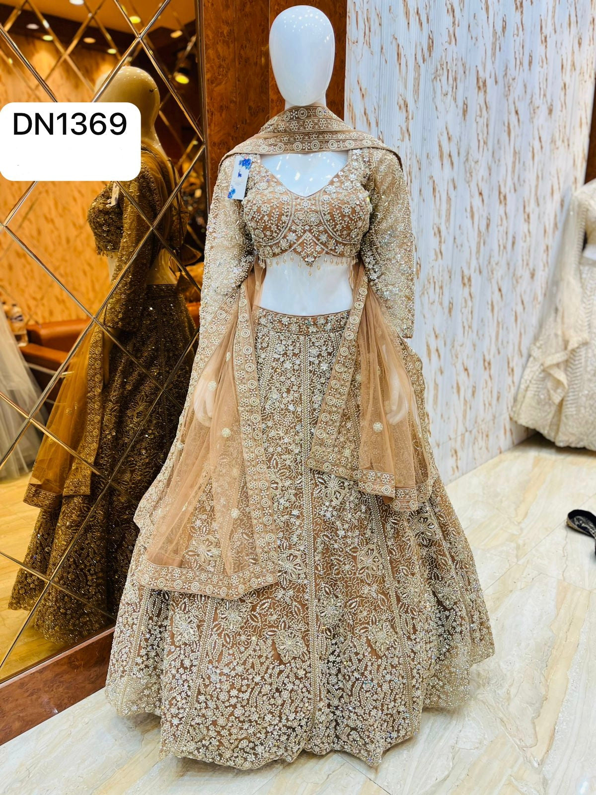 Peach Crop Top Lehenga