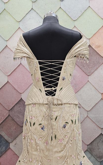 White fish cut Crop Top Lehenga