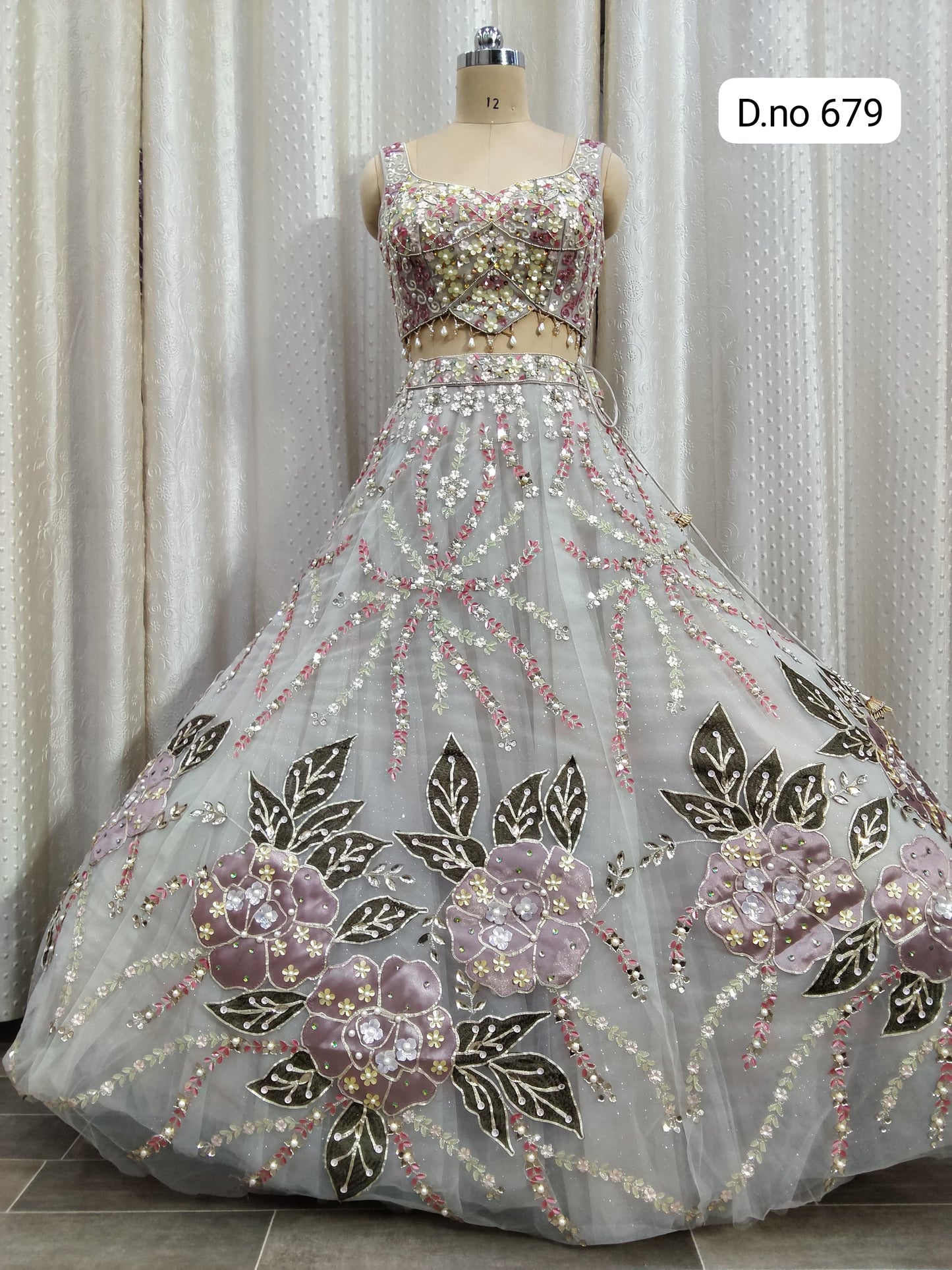 White Crop Top Lehenga