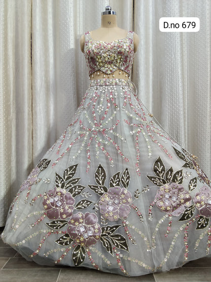 White Crop Top Lehenga