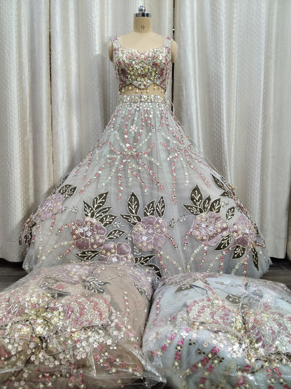 White Crop Top Lehenga