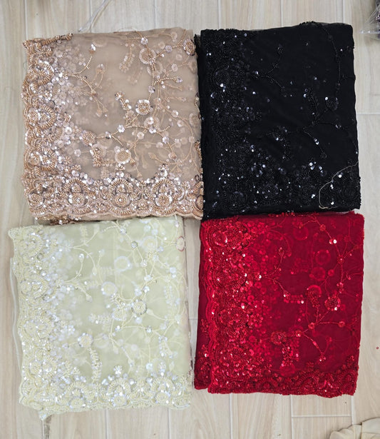 Red White Black Golden Saree