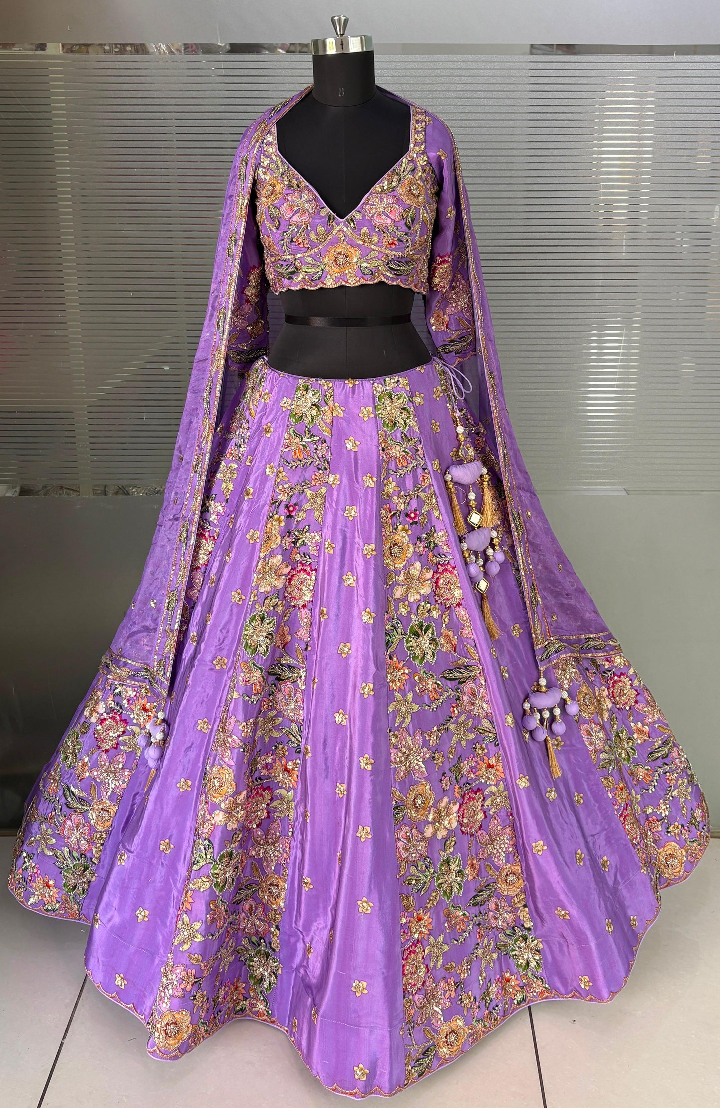 Purple Crop Top Lehenga