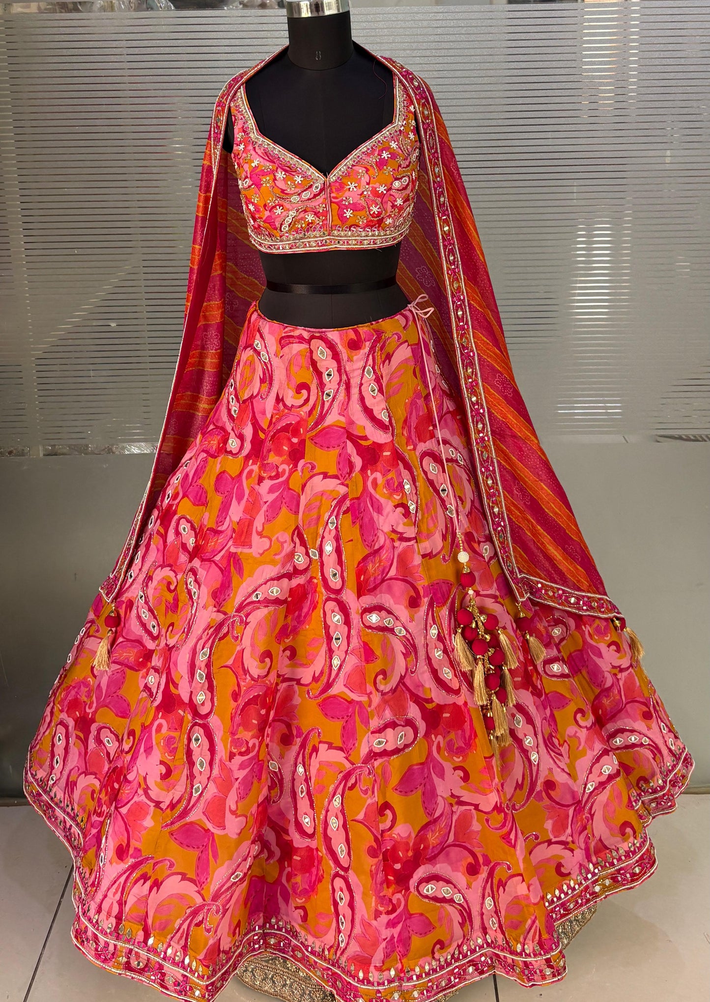 Hot Pink Crop Top Lehenga