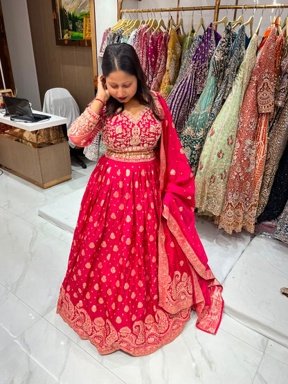 Hot Pink Crop Top Lehenga