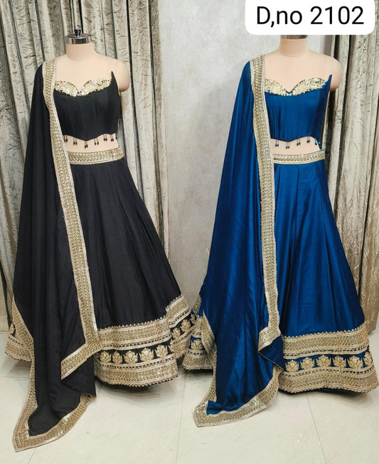 Maroon Blue Crop Top Lehenga