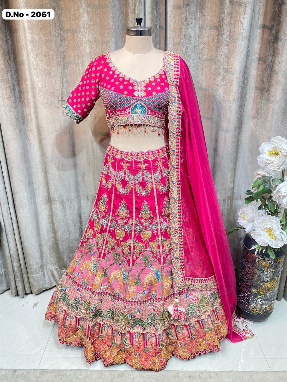 Hot Pink Crop Top Lehenga