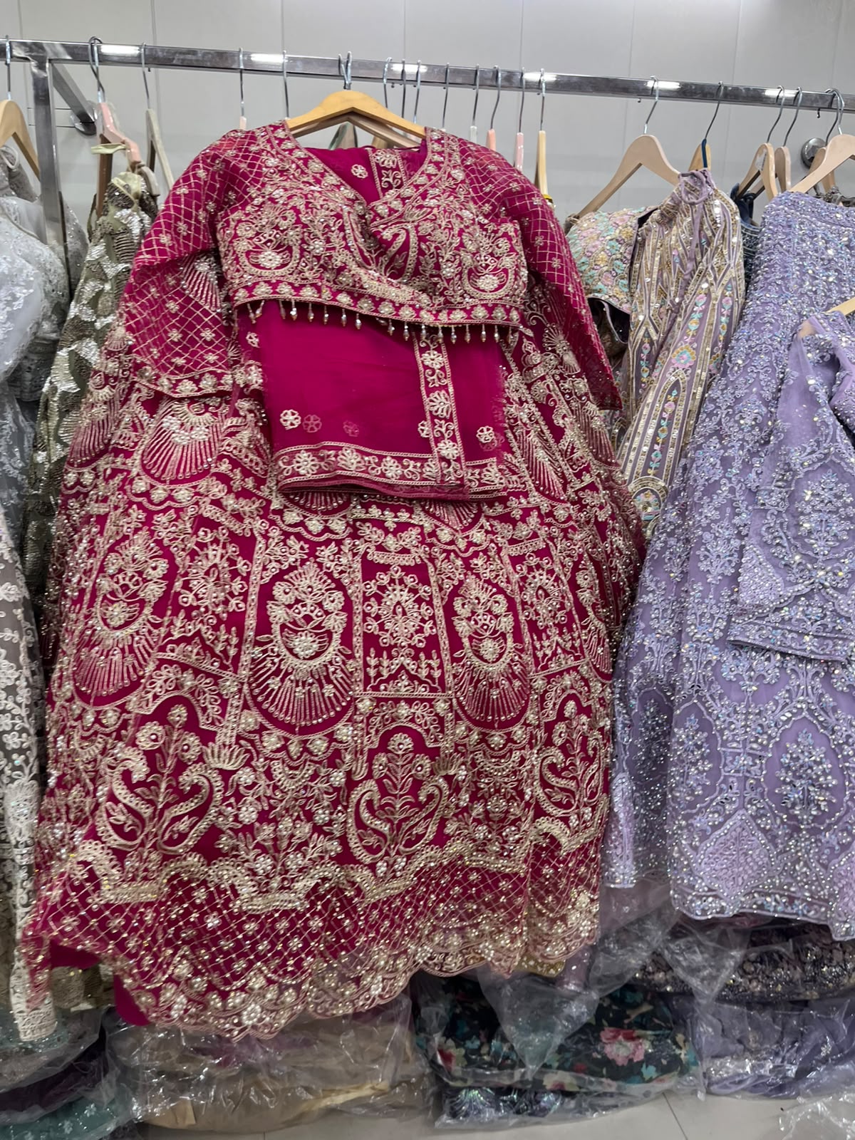 Hot Pink Crop Top Lehenga