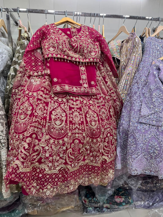 Hot Pink Crop Top Lehenga