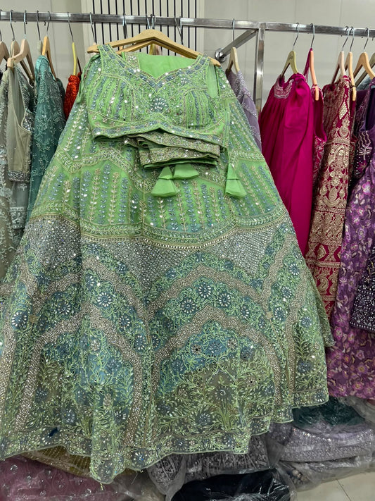 Green Crop Top Lehenga