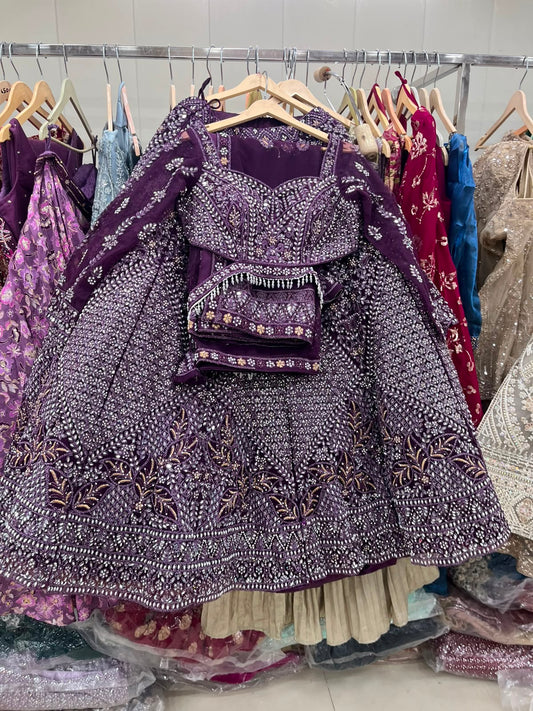 Purple Crop Top Lehenga