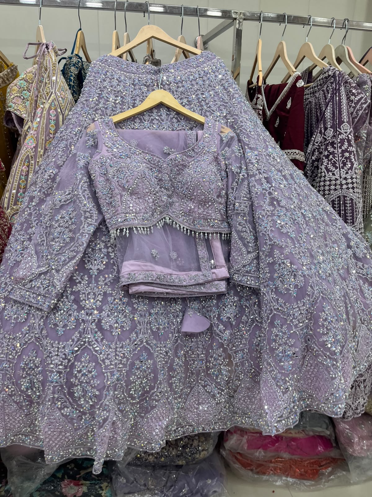 Lavender Crop Top Lehenga