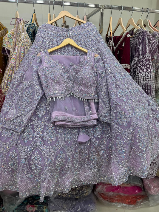 Lavender Crop Top Lehenga