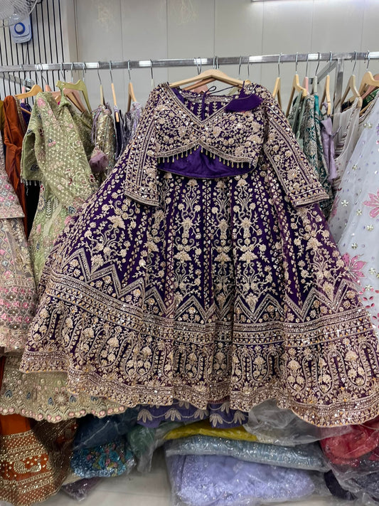 Purple Crop Top Lehenga